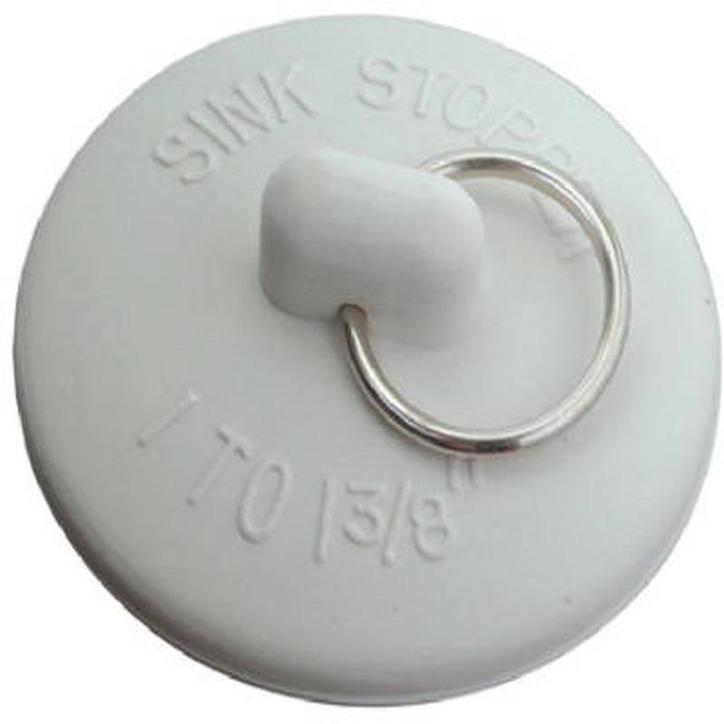 1 To 1-3/8 In. Rubber Sink Stopper With Metal Ring - White
