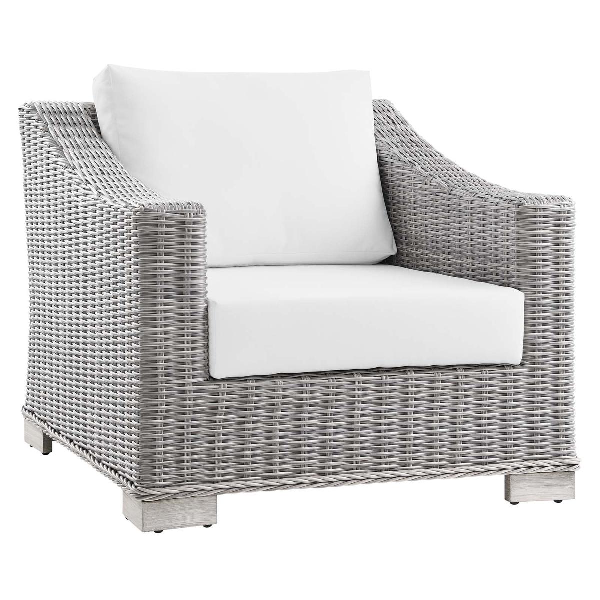 Modway Conway Outdoor Patio Wicker Rattan Armchair - EEI-4840 - Light Gray White