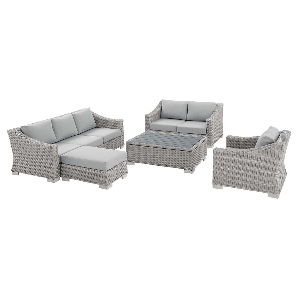 Modway Conway Sunbrella Outdoor Patio Wicker Rattan 5-Piece Furniture Set - EEI-4356