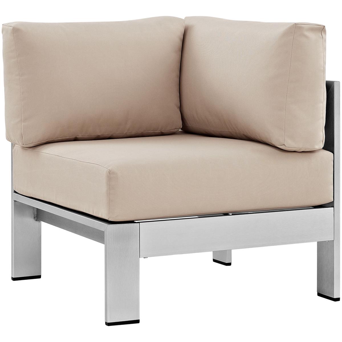 Modway Shore Outdoor Patio Aluminum Corner Sofa - EEI-2264 - Silver Beige